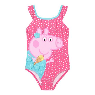 Girls' pink 'Peppa Pig' print swimsuit